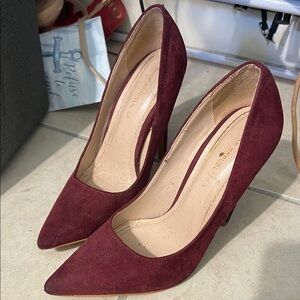 Shoe Republic LA Deep Red Suede Heels